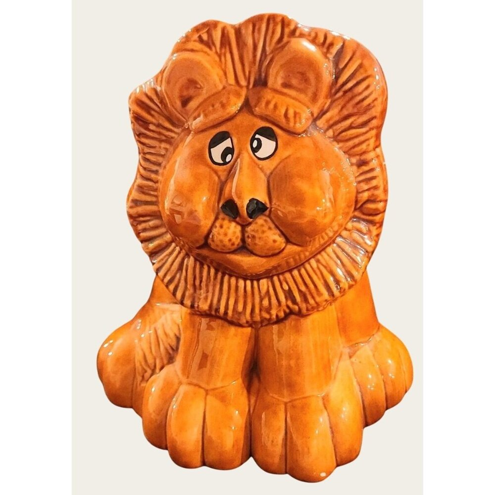 RARE Vintage Ceramic Lion Planter Vase Figurine 8" Kitsch Animal Eclectic